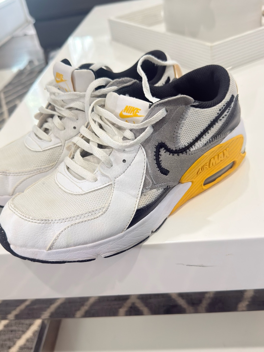 Nike Kids White Gray and Yellow Air Max Style Sneakers